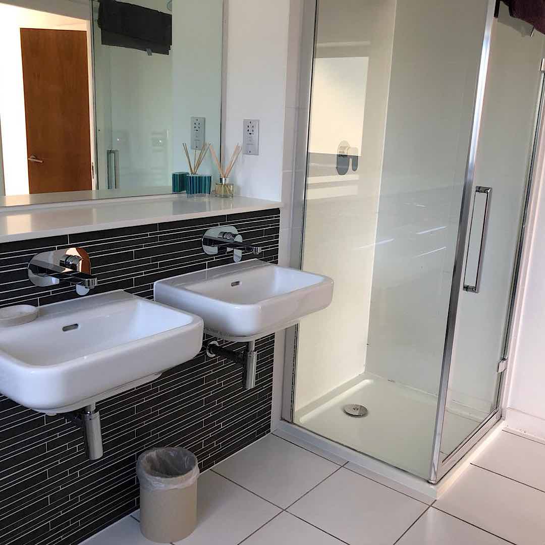 Modern ensuite Bathroom with shower in this stylish self catering apartment 